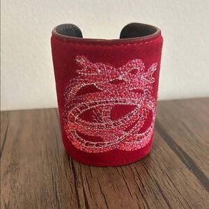 Lalique leather and suede serpent cuff bracelet